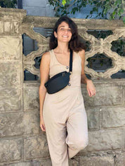 פאוץ' הלגה שחור מט דמוי עור