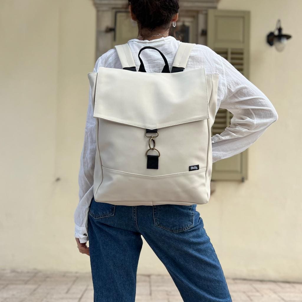 תיק סטודנט שמנת דמוי נובוק