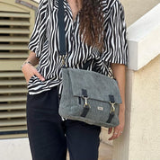 תיק גב/צד Jaffa ירוק אפור קורדרוי