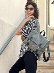 תיק גב/צד Jaffa ירוק אפור קורדרוי