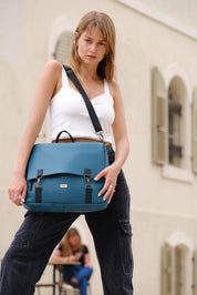 תיק גב/צד Jaffa גדול כחול טורקיז דמוי עור