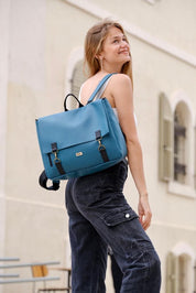 תיק גב/צד Jaffa גדול כחול טורקיז דמוי עור