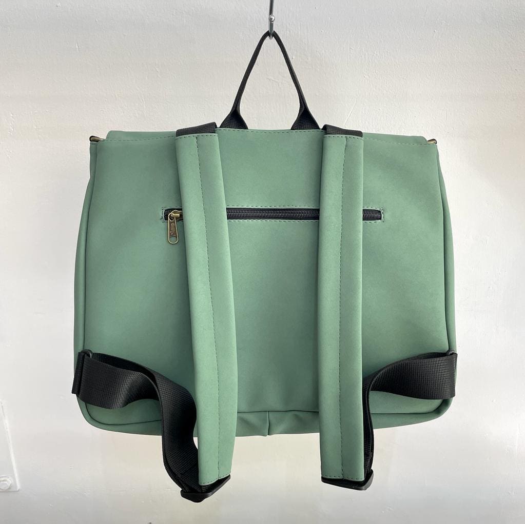 תיק גב/צד Jaffa גדול ירוק עתיק דמוי נובוק