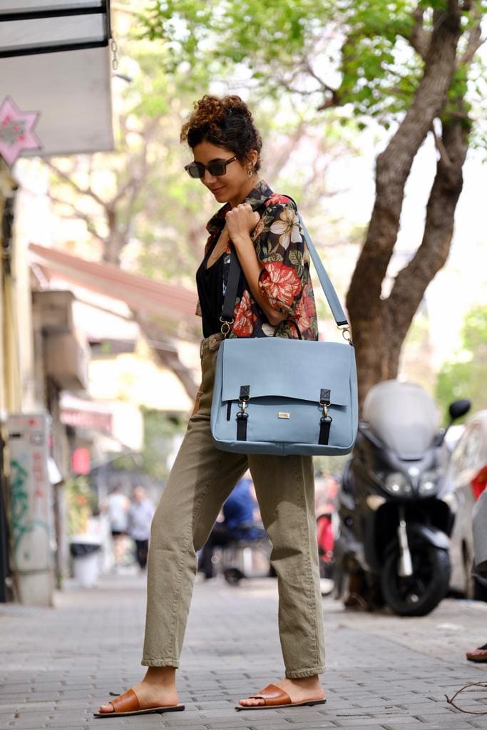 תיק גב/צד Jaffa גדול תכלת נובוק