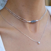 שרשרת צ'וקר 'Turquoise' כסף 925 ופנינים