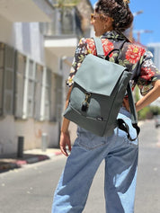 סטודנטס בינוני אפור-ירוק כהה דמוי עור