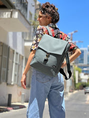 סטודנטס בינוני אפור-ירוק כהה דמוי עור