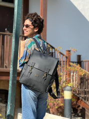 תיק גב Unicorn שחור דמוי עור