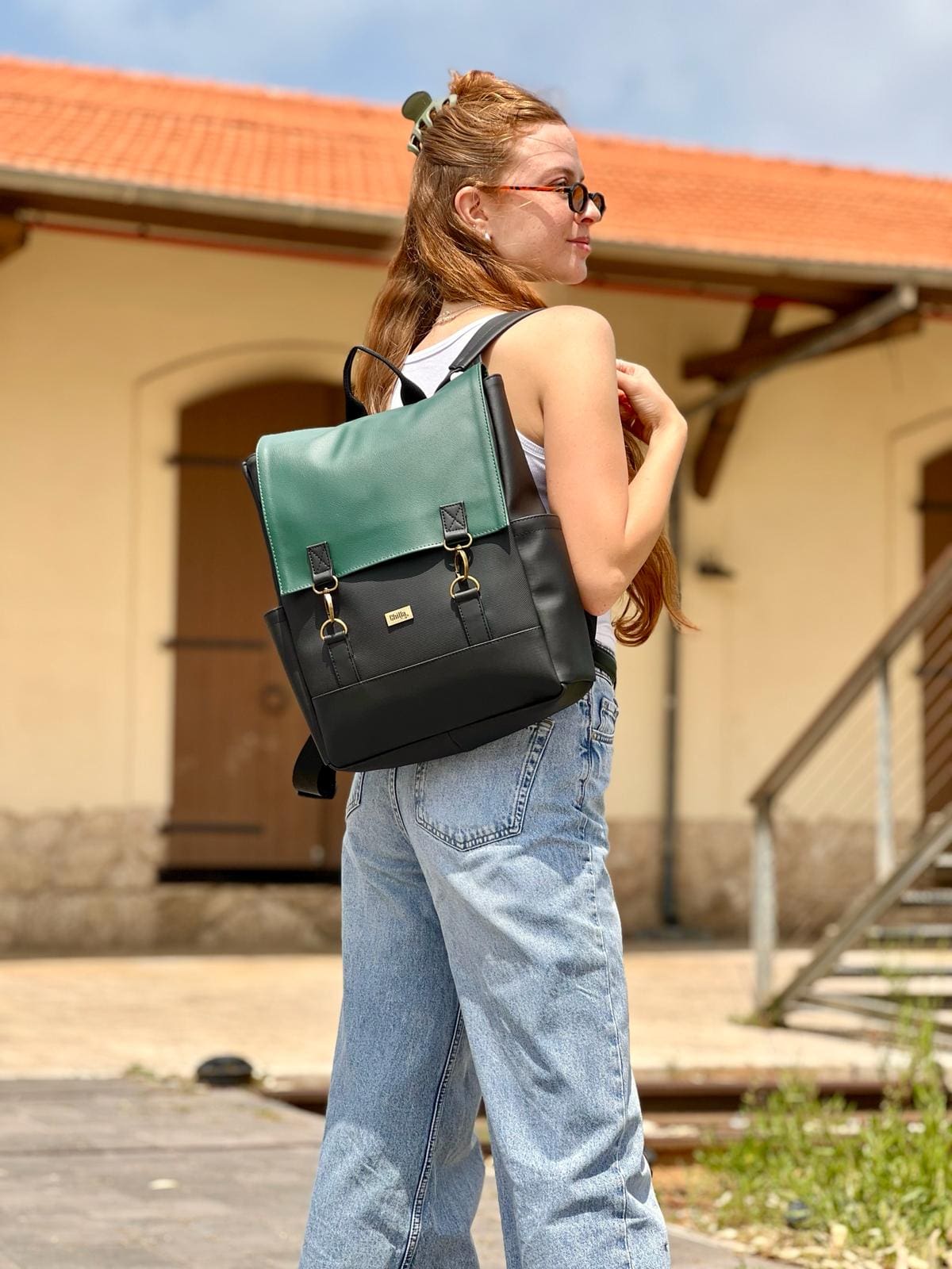 תיק גב Unicorn ירוק-שחור דמוי עור