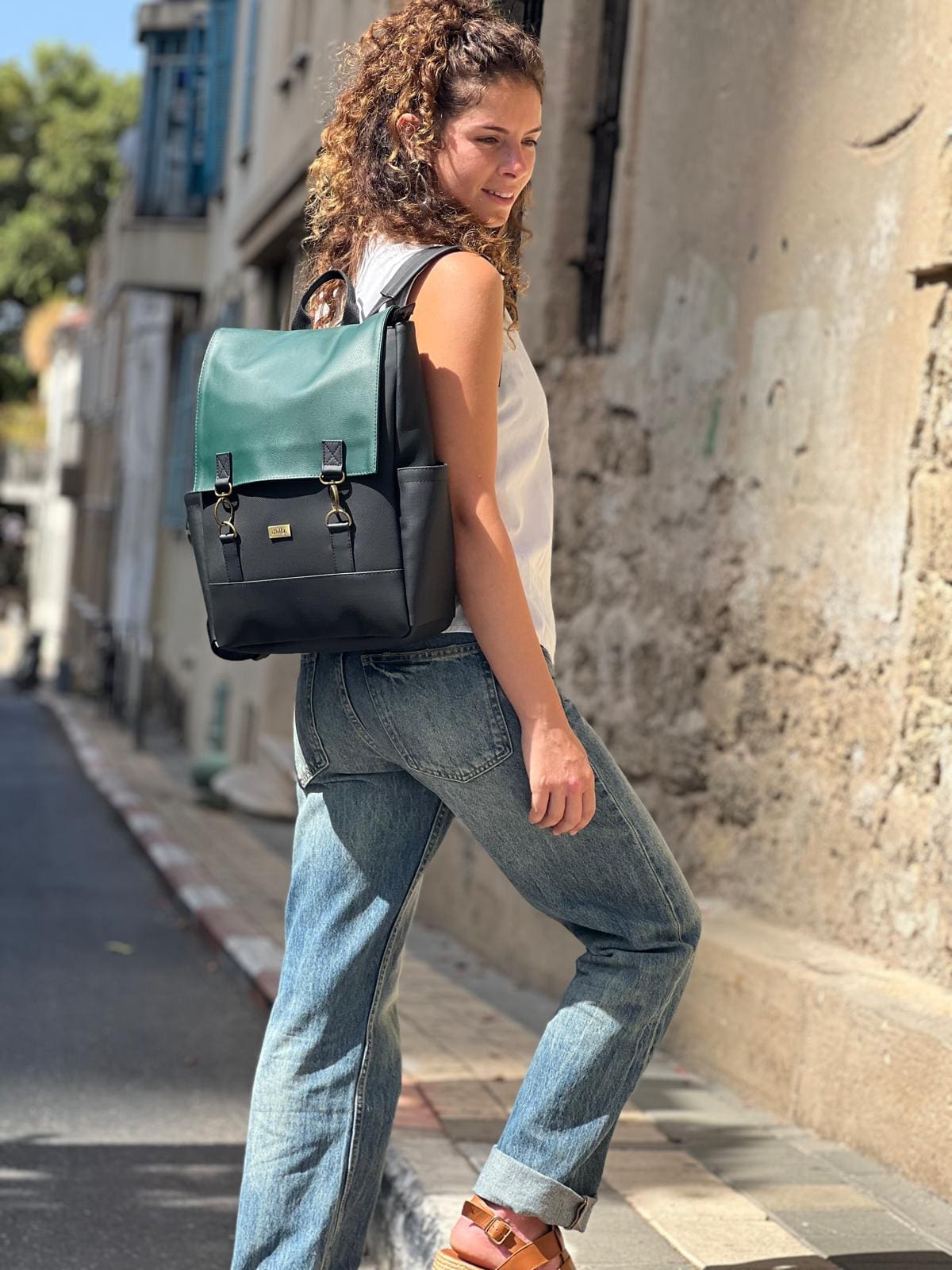 תיק גב Unicorn ירוק-שחור דמוי עור