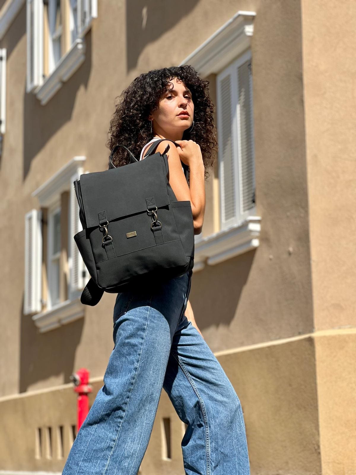 תיק גב Unicorn שחור דמוי נובוק