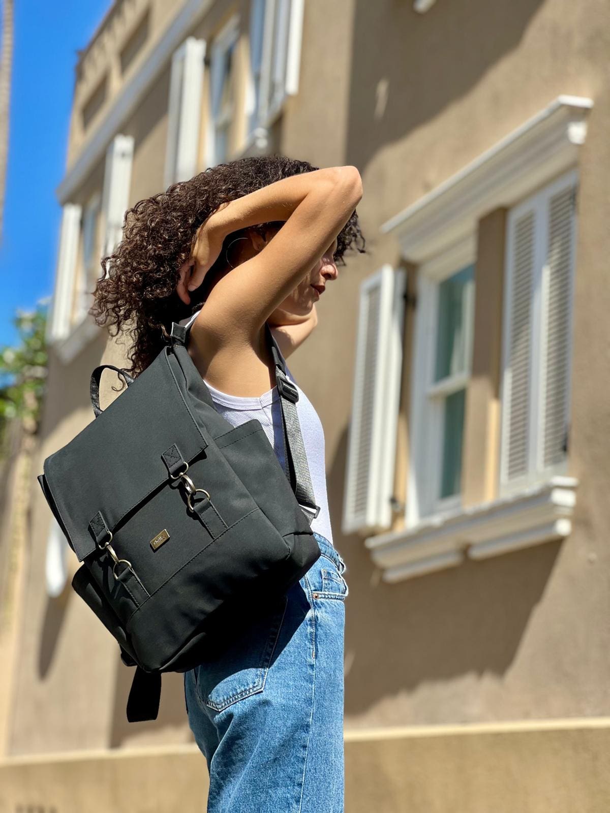 תיק גב Unicorn שחור דמוי נובוק