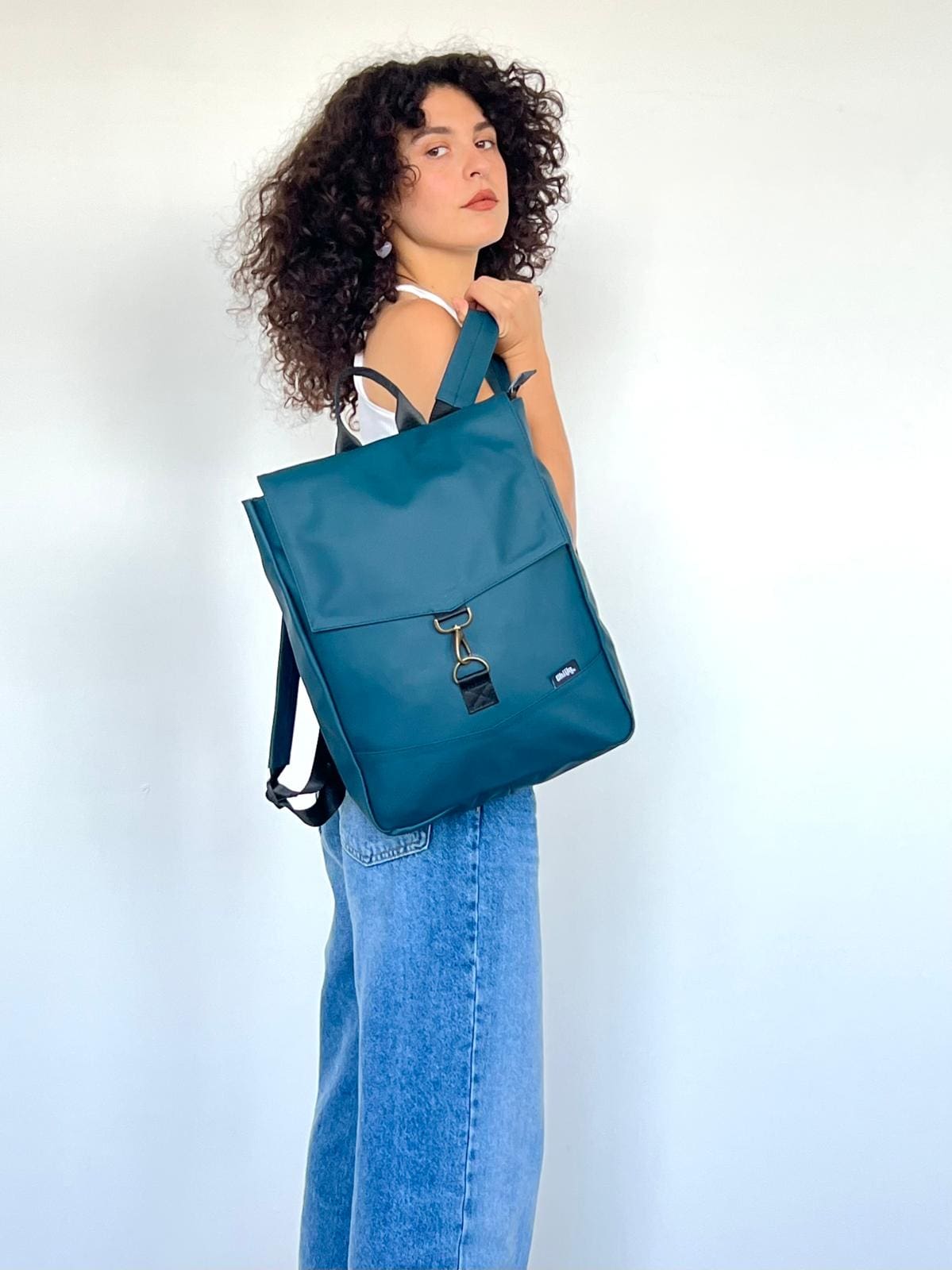 תיק גב סטודנטס בינוני ירוק בקבוק כהה