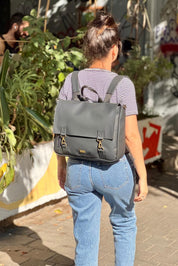 תיק גב/צד Jaffa גדול שחור דמוי עור מט