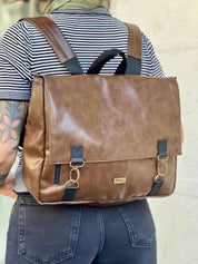 תיק גב/צד Jaffa גדול חום מבריק