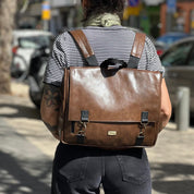 תיק גב/צד Jaffa גדול חום מבריק