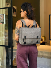 תיק גב/צד Jaffa גדול אפור טוויד