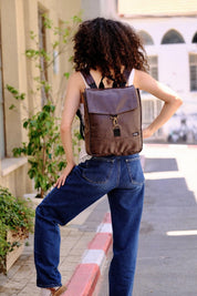 תיק גב מיני סטודנטס חום דמוי עור