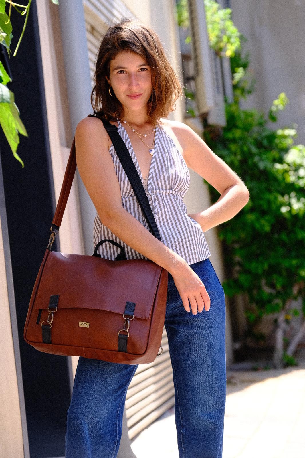 תיק גב/צד Jaffa גדול חום אדמה