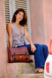 תיק גב/צד Jaffa גדול חום אדמה