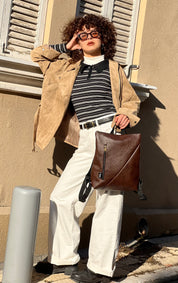 תיק רעות חום דמוי עור