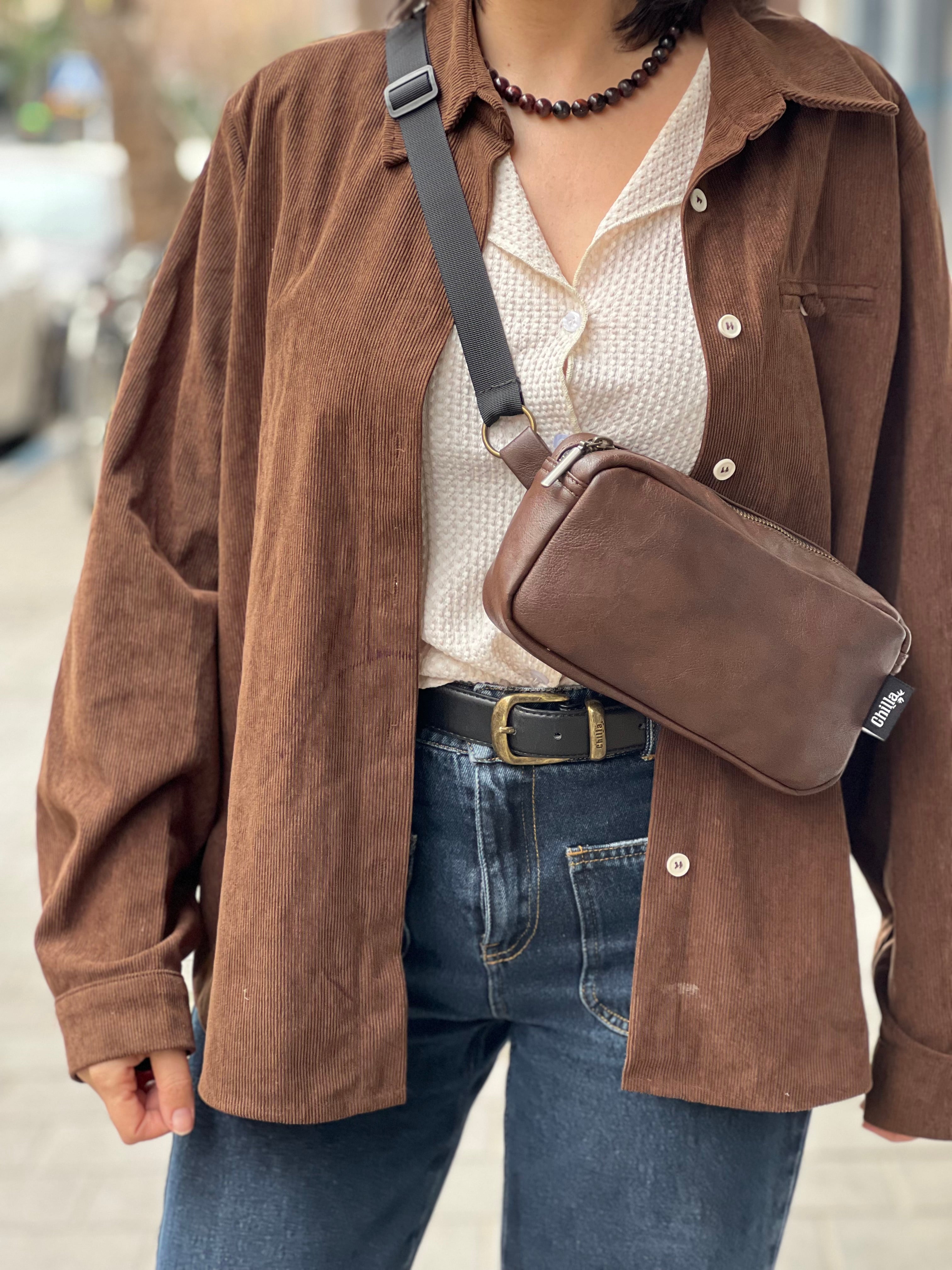 פאוץ' "לורנס" חום רטרו