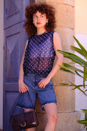 חולצה מכופתרת 'Chloé שיפון שקפקף נקודות