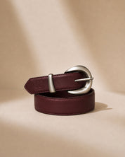 חגורת Buckle טבעונית -Bordeaux
