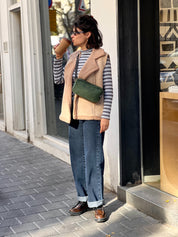 פאוץ' 'לורנס' ירוק בקבוק דמוי זמש