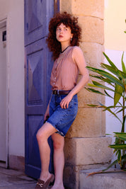 גופייה מכופתרת ׳אביב׳ חמרה פסים