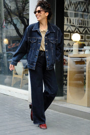Chilla Denim ג'קט ג׳ינס כהה