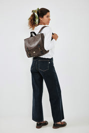 תיק גב/צד Jaffa גדול חום דמוי עור