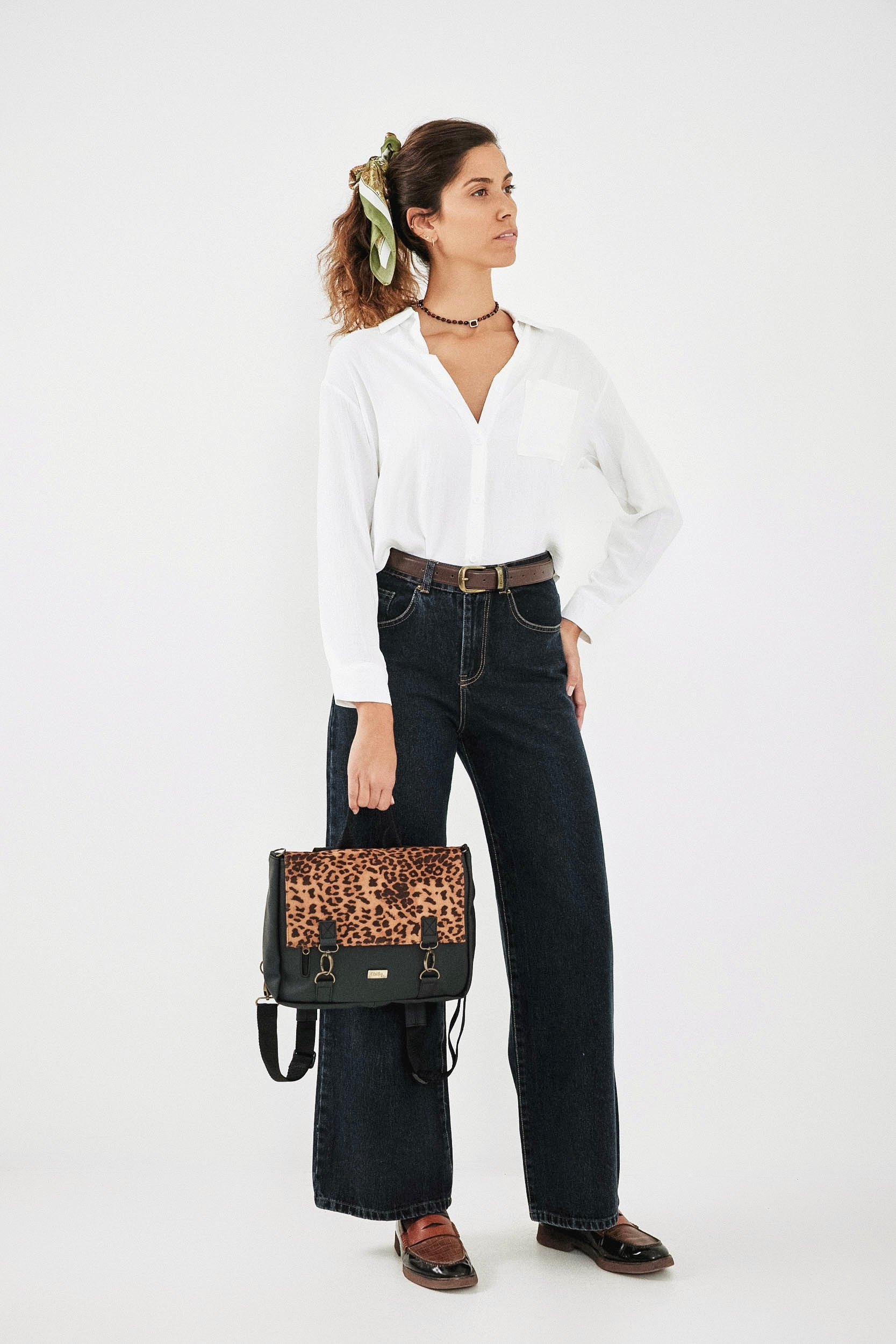 תיק גב/צד Jaffa קטן מנומר שחור