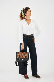 תיק גב/צד Jaffa קטן מנומר שחור