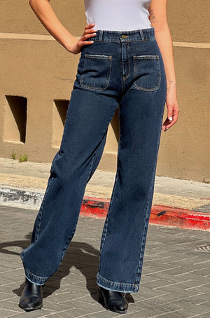 Chilla Denim ג'ינס ארוך וינטאג' כהה משופשף