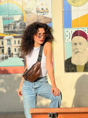 פאוץ' רוני גדול חום דמוי עור מהמם