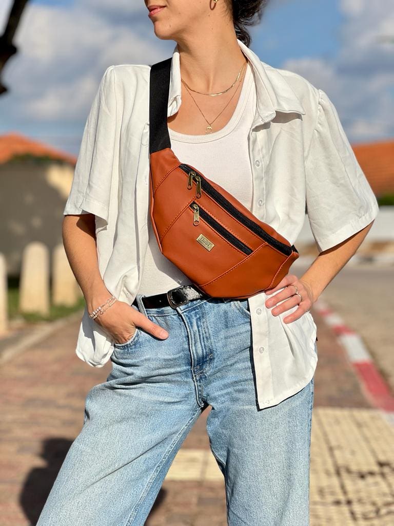 פאוץ' רוני גדול כתום חמרה דמוי עור