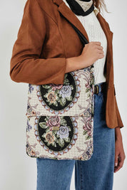 קייס ללפטופ פרחוני וינטייג' עם רצועה נשלפת