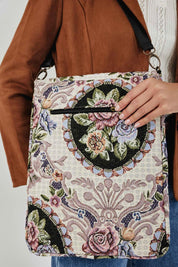 קייס ללפטופ פרחוני וינטייג' עם רצועה נשלפת