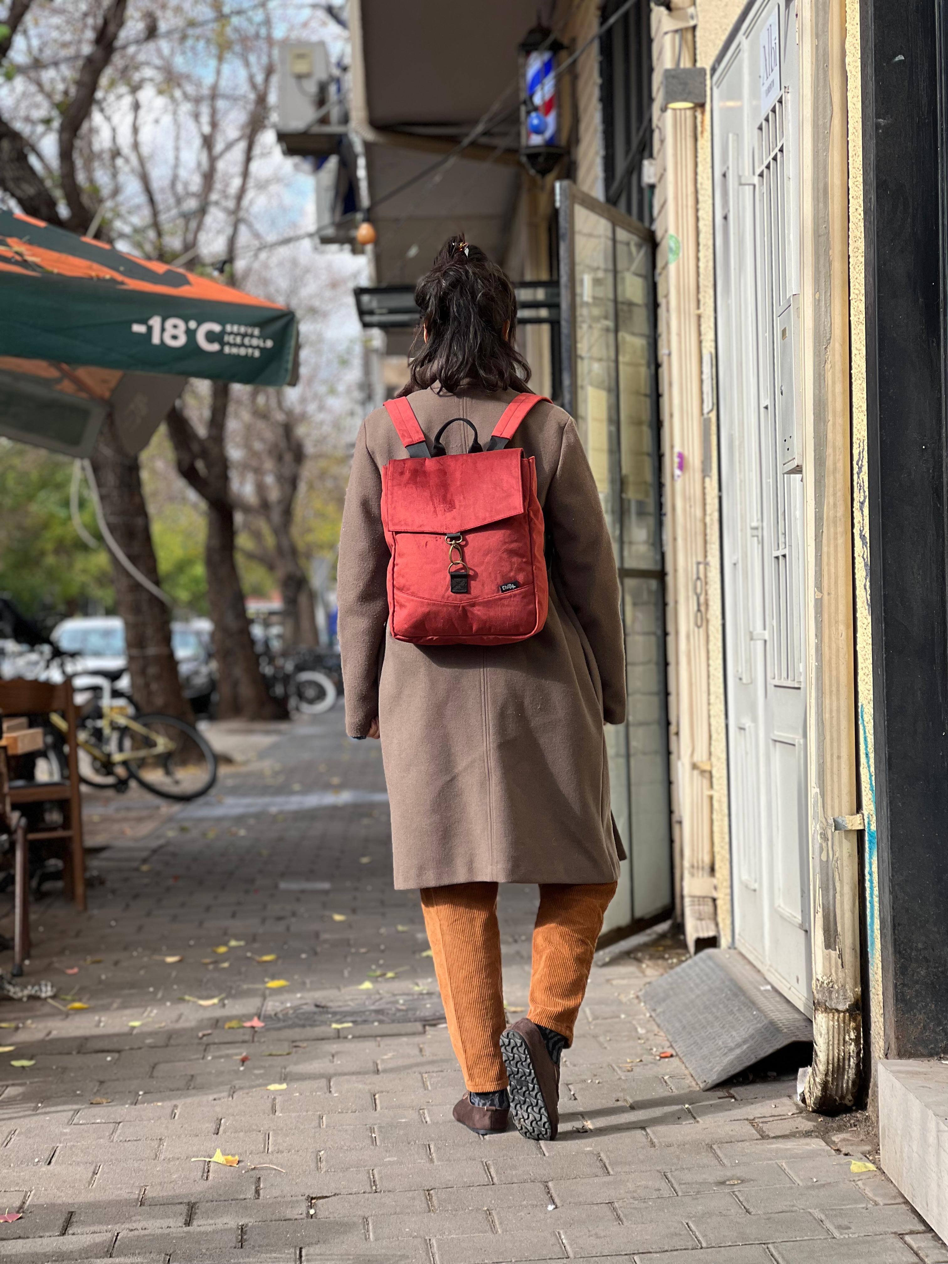 תיק גב מיני סטודנטס בורדו קטיפה