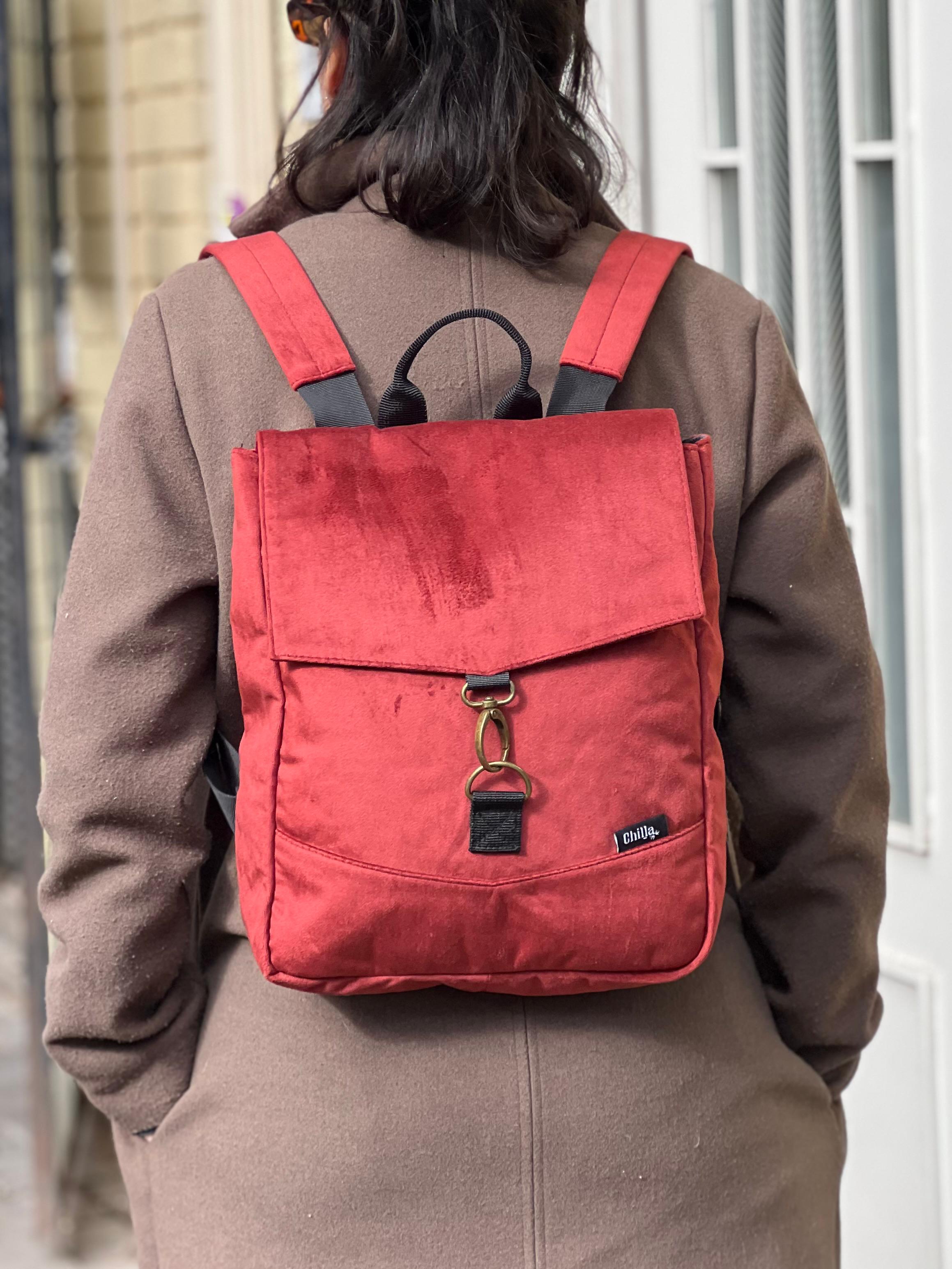 תיק גב מיני סטודנטס בורדו קטיפה