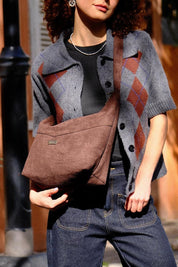 תיק צד / פאוץ' גדול Luna חום דמוי זמש