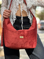 תיק צד / פאוץ' גדול Luna אדום זמש