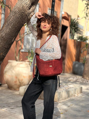 תיק צד / פאוץ' גדול Luna אדום זמש