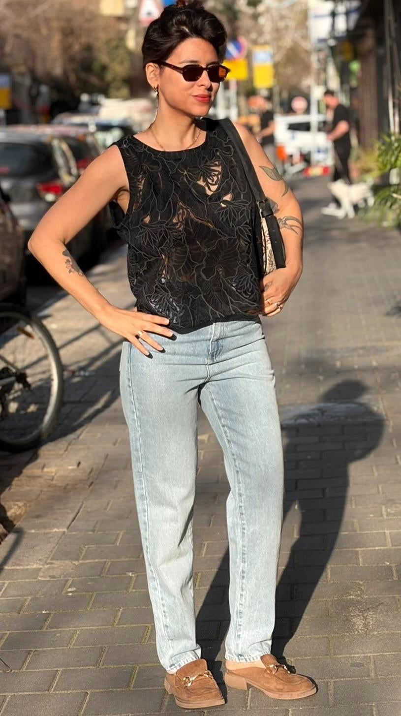 חולצה מכופתרת 'Chloé' שחורה עיטורים