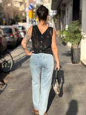 חולצה מכופתרת 'Chloé' שחורה עיטורים