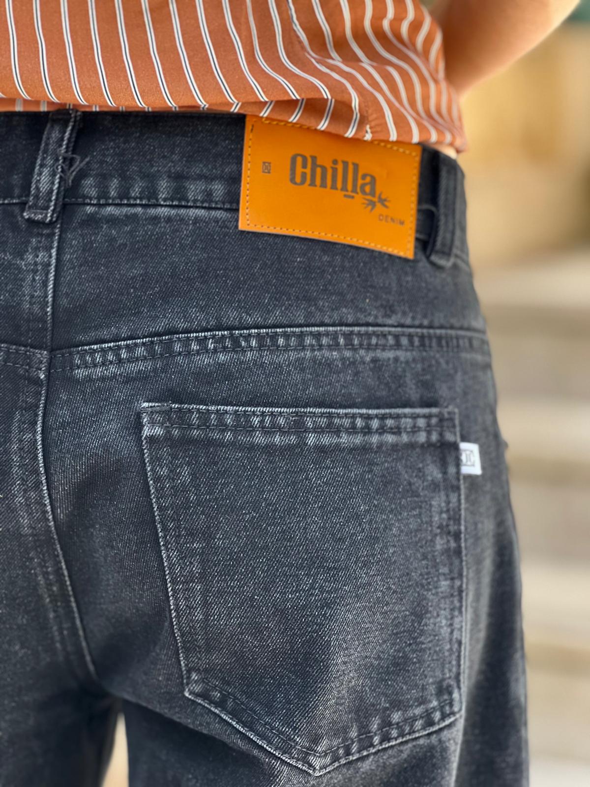 Washed Black Low-Waisted Barrel Chilla Denim