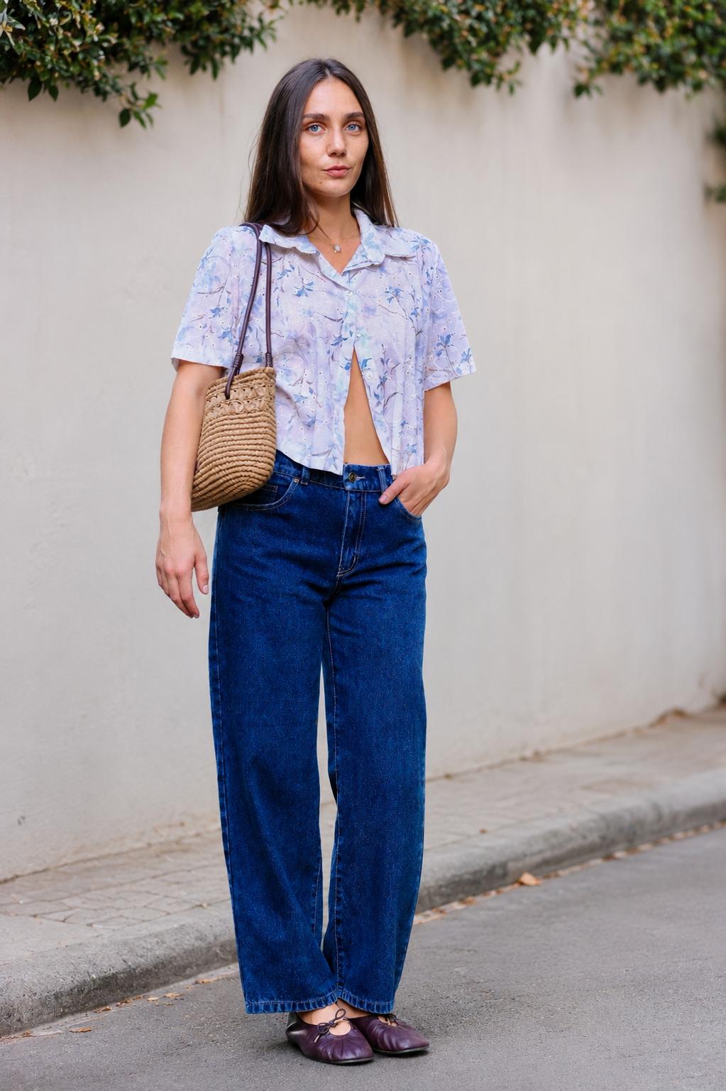 Blue Easy Barrel Jeans Denim