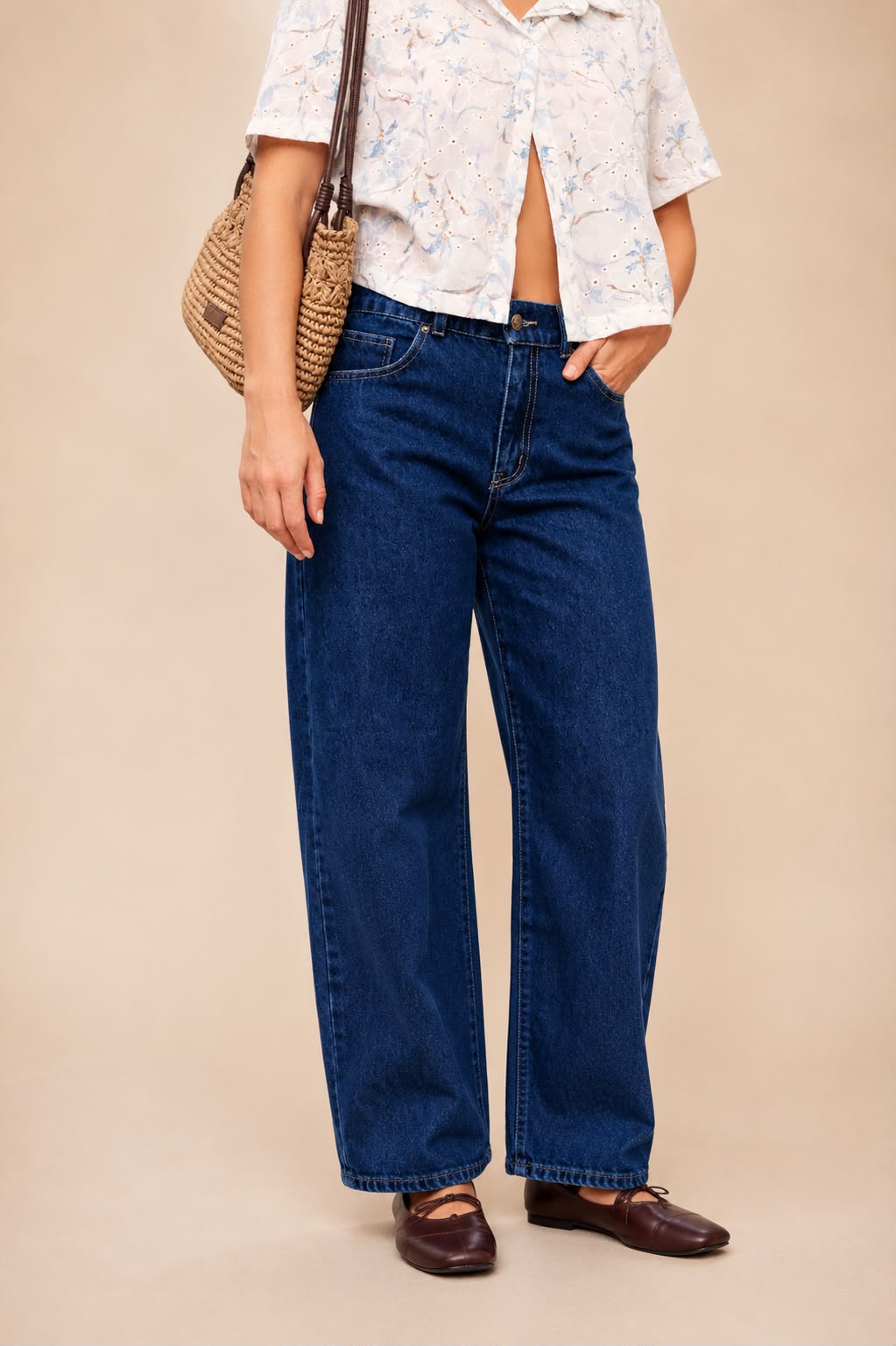 Blue Easy Barrel Jeans Denim