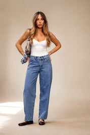 Light Blue Easy Barrel Jeans Denim